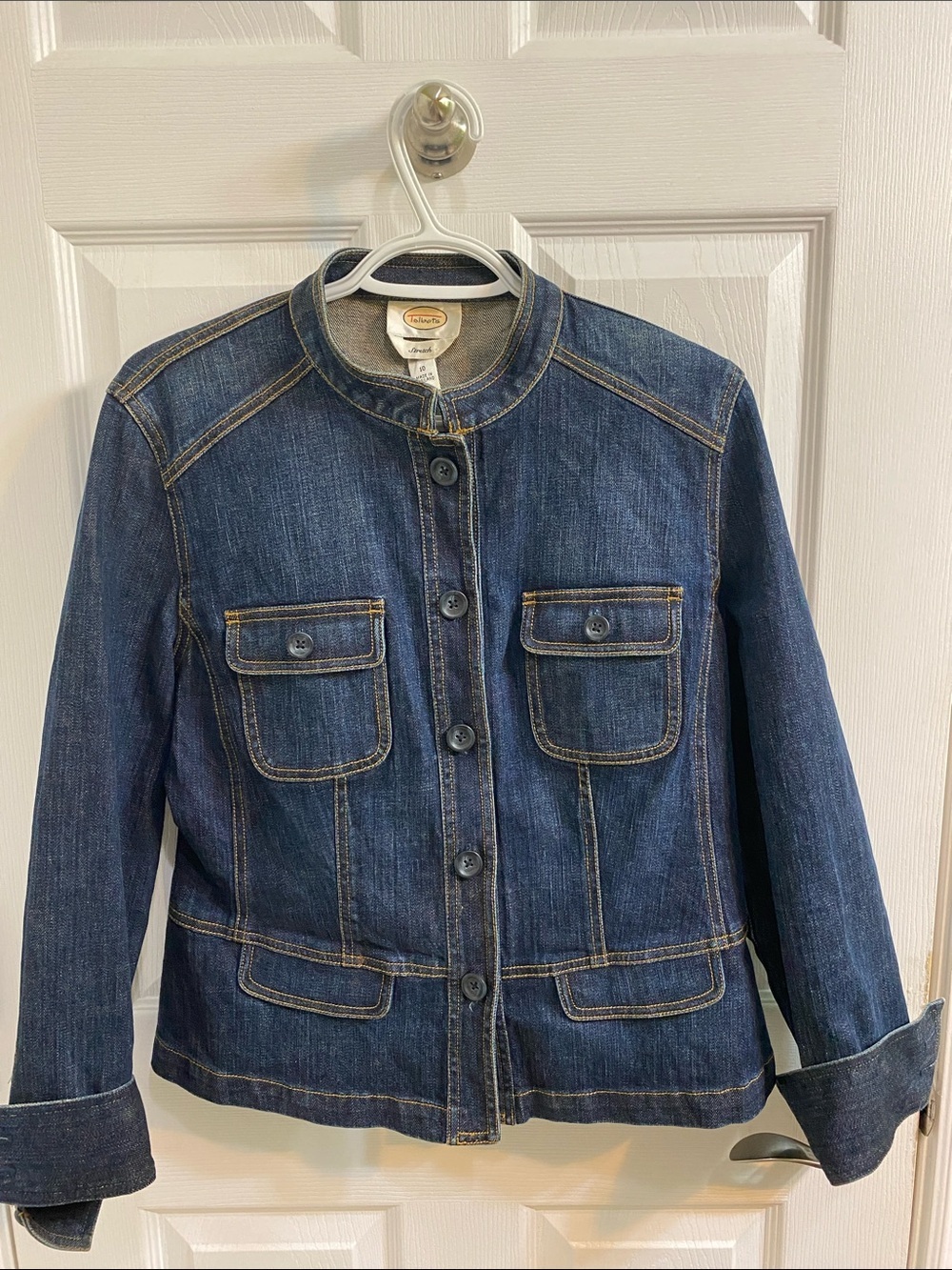 Vintage Talbots Mandarin Collar Y2K Denim Jacket Women’s Size 10 Business Casual
